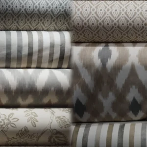 Coleccion Lino Esmerilado de Studio Tapitop con textura natural y estampados elegantes para manteleria e interiorismo.